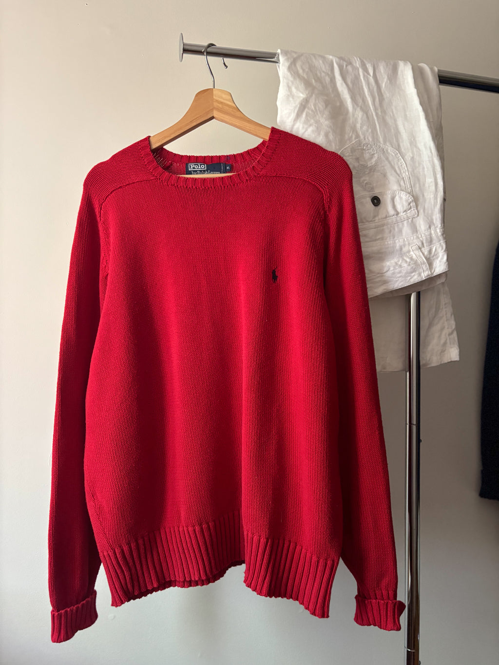 1990s Soft Red Ralph Lauren Crewneck Knit