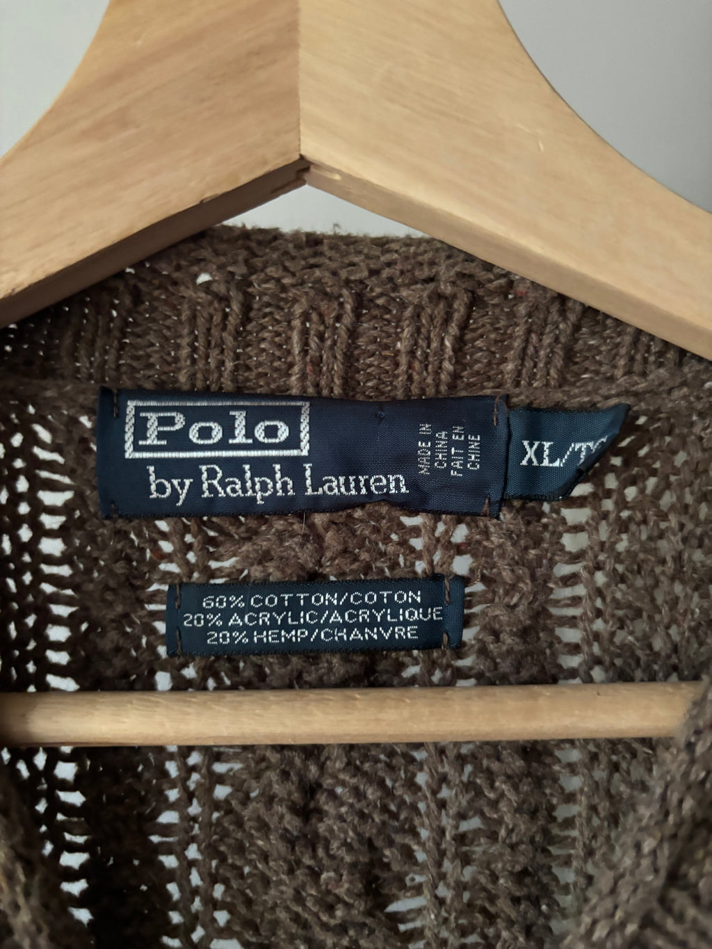 1990s Brown Ralph Lauren Rolled Neck Cable knit Sweater