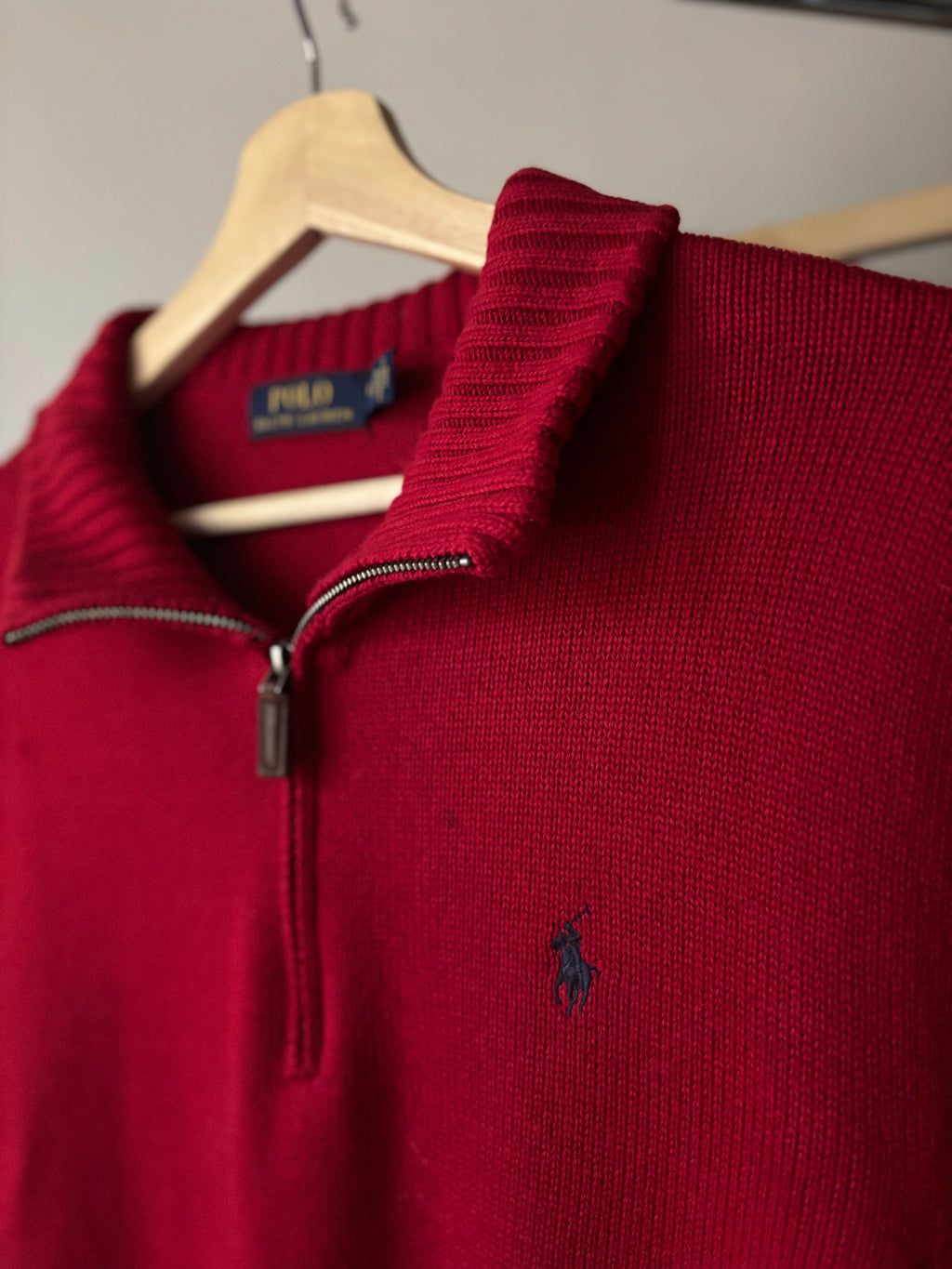 Y2K Red Ralph Lauren Quarter Zip Sweater