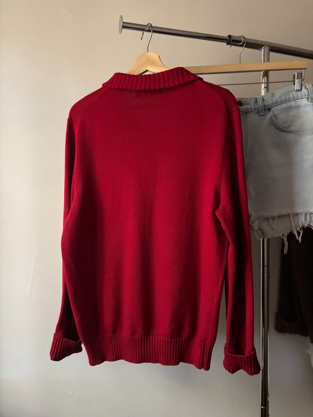Y2K Red Ralph Lauren Quarter Zip Sweater