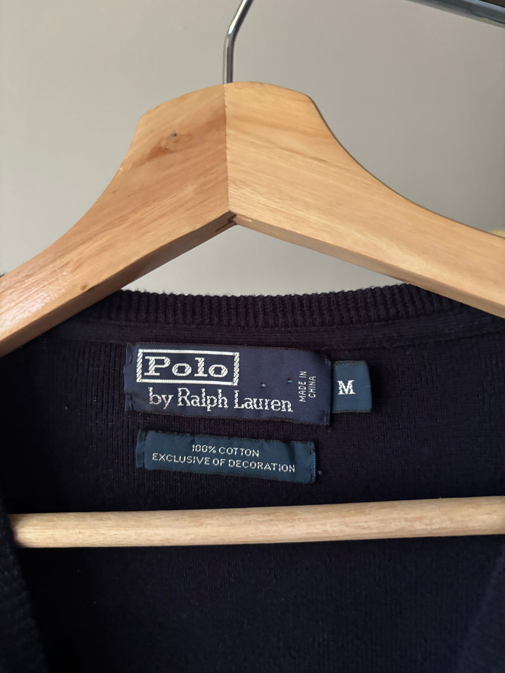 1990s Ralph Lauren Navy Blue Soft Cotton Crewneck Knit