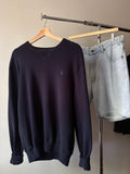 1990s Ralph Lauren Navy Blue Soft Cotton Crewneck Knit