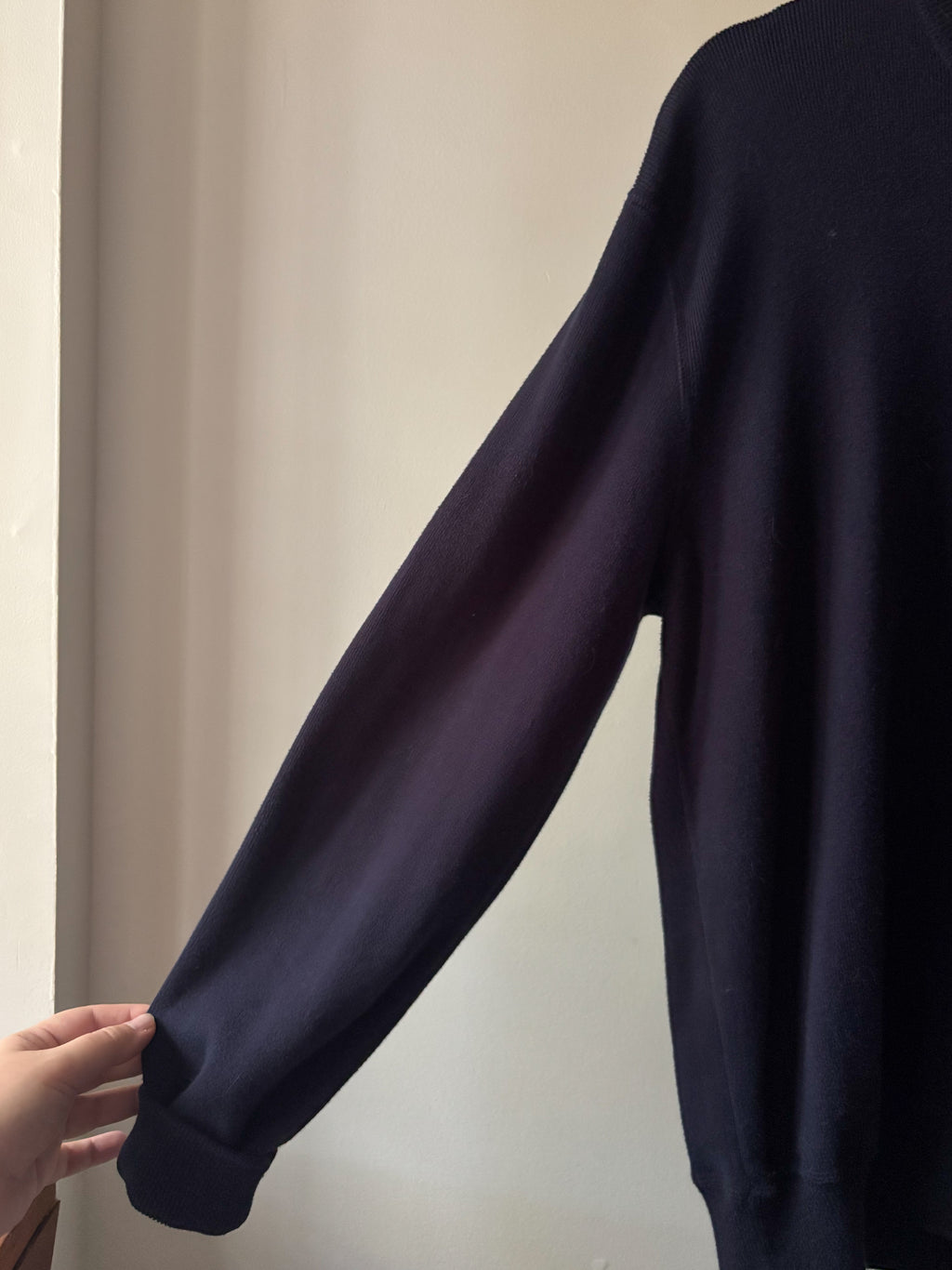1990s Ralph Lauren Navy Blue Soft Cotton Crewneck Knit