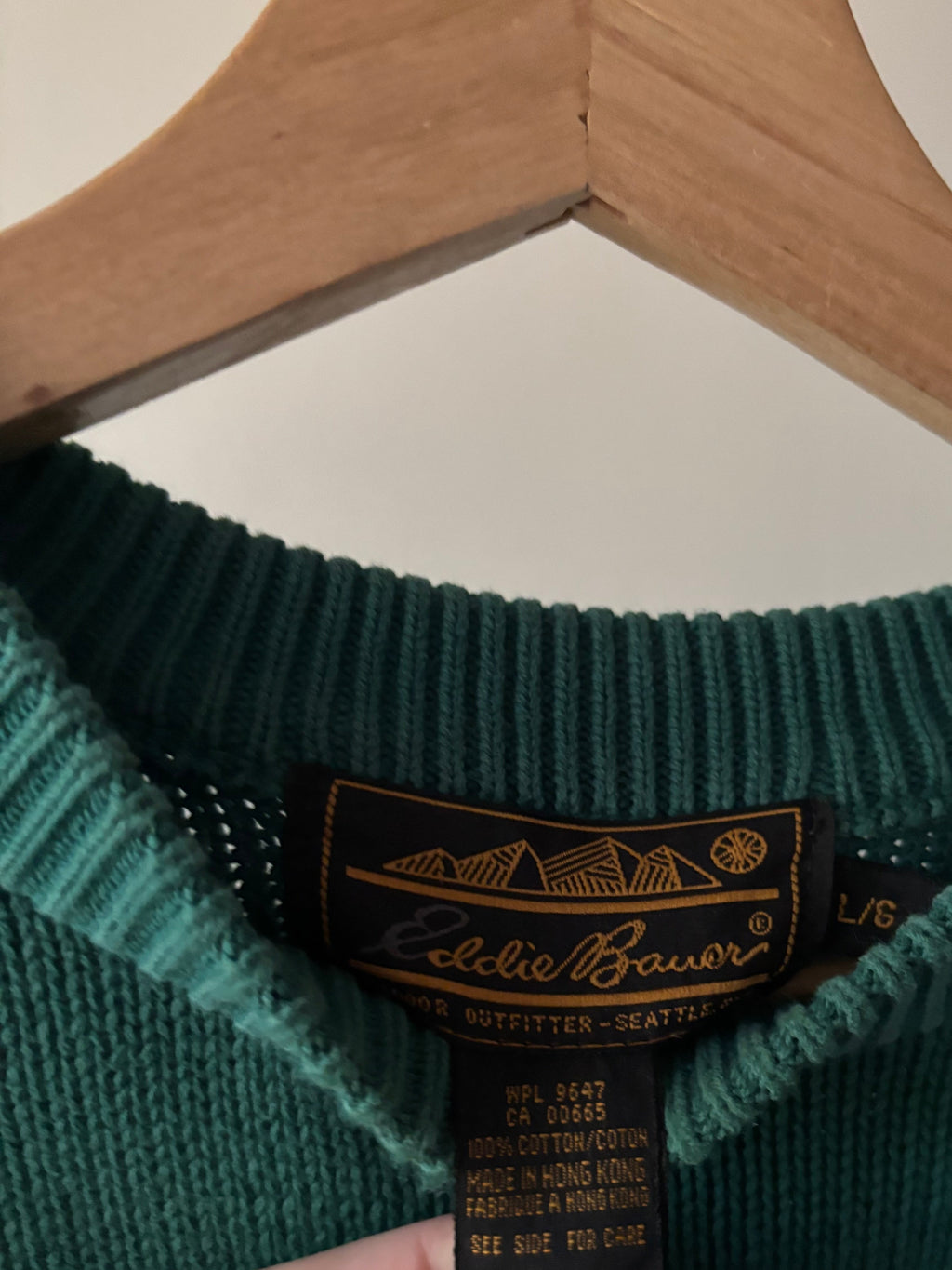 1990s Green Cotton Slouchy Crewneck Sweater