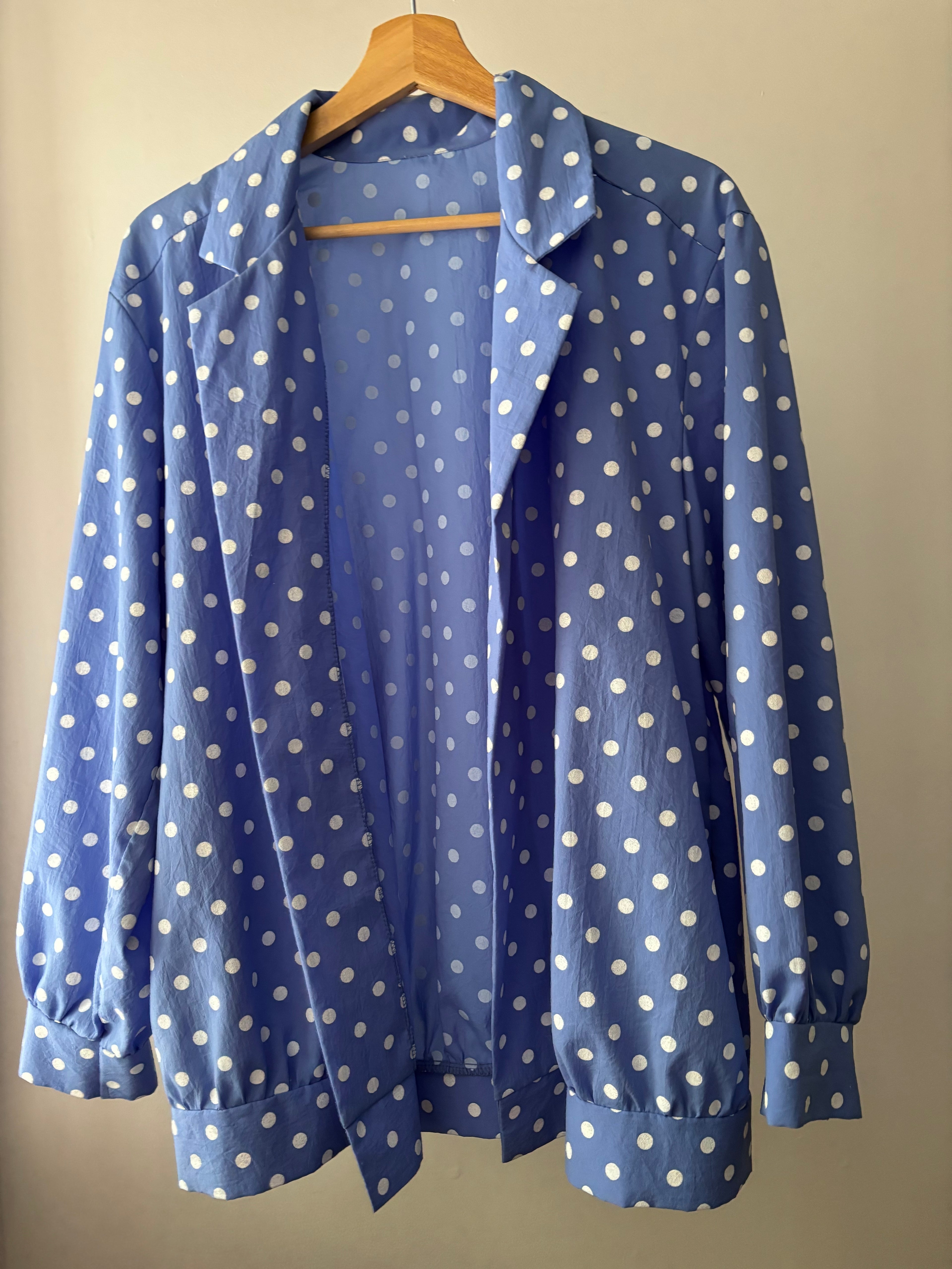 Vintage Periwinkle Polka Dot Light Shirt