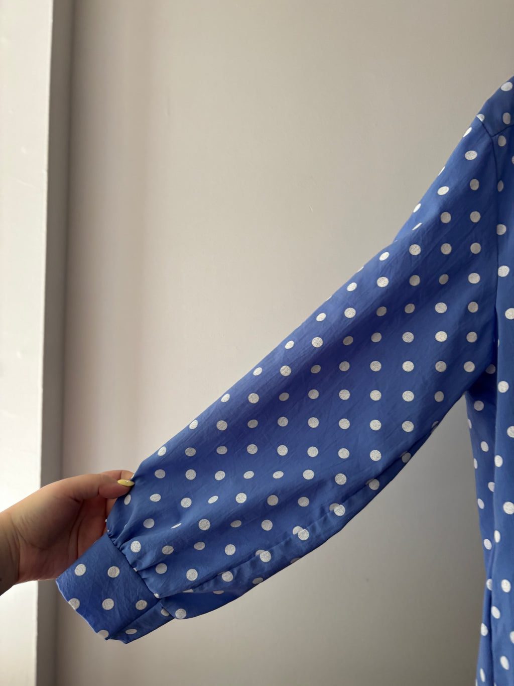 Vintage Periwinkle Polka Dot Light Shirt
