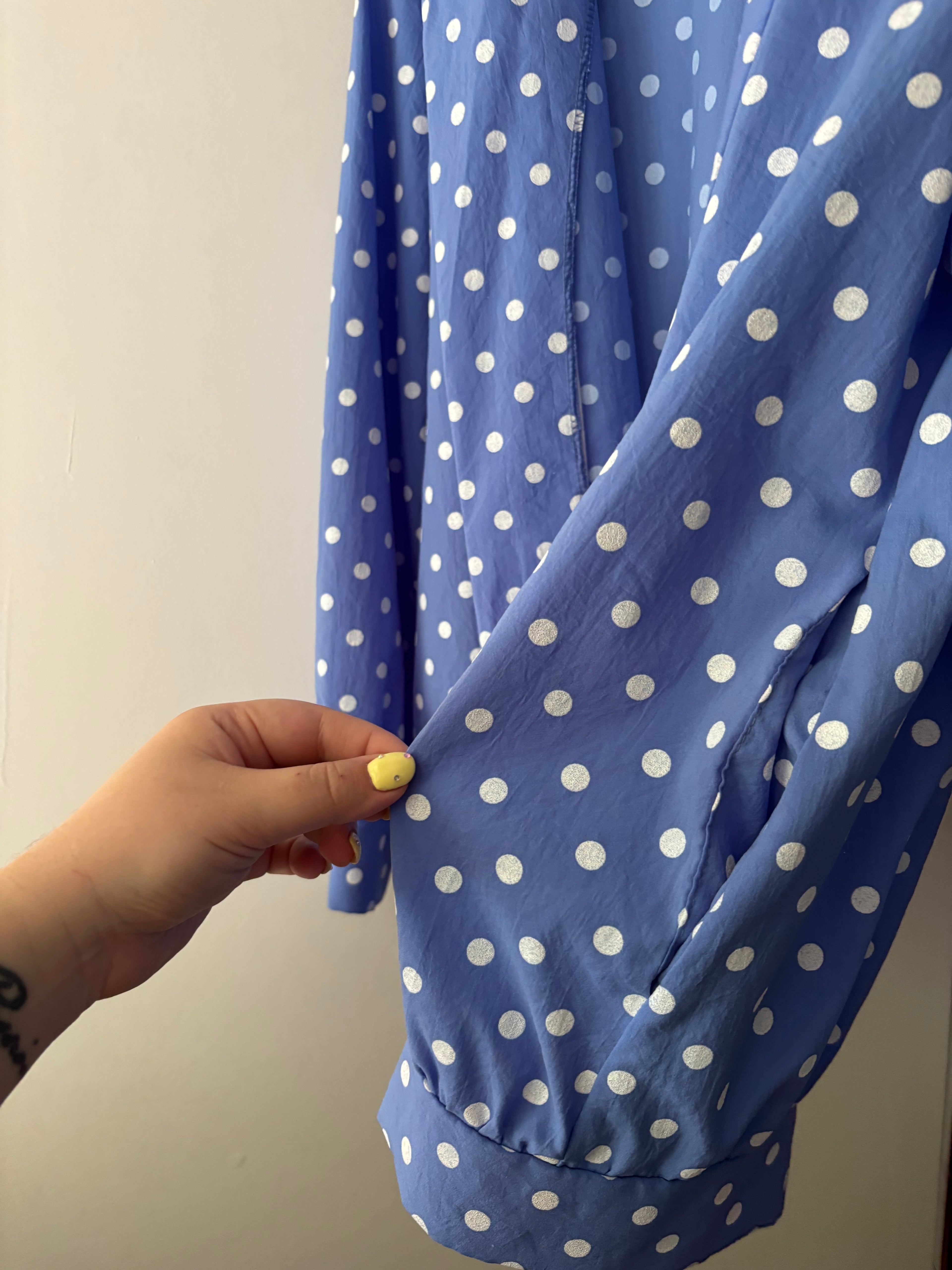 Vintage Periwinkle Polka Dot Light Shirt