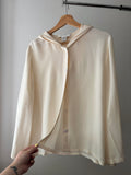 1990s Cream Silk Hooded Blouse