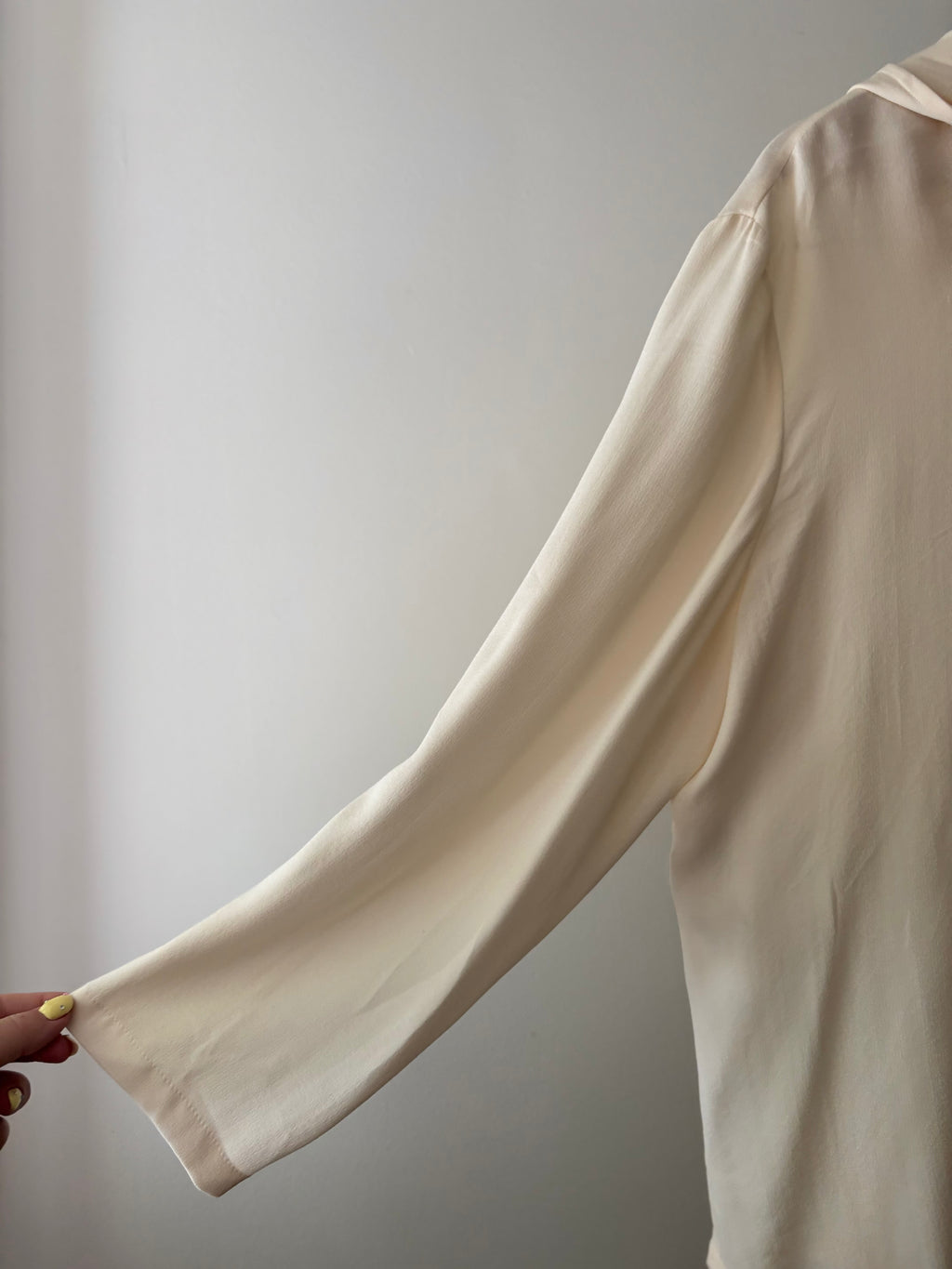 1990s Cream Silk Hooded Blouse