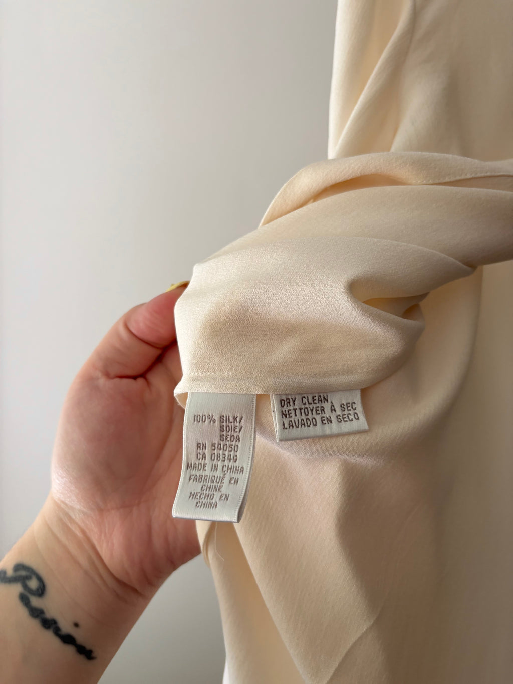 1990s Cream Silk Hooded Blouse