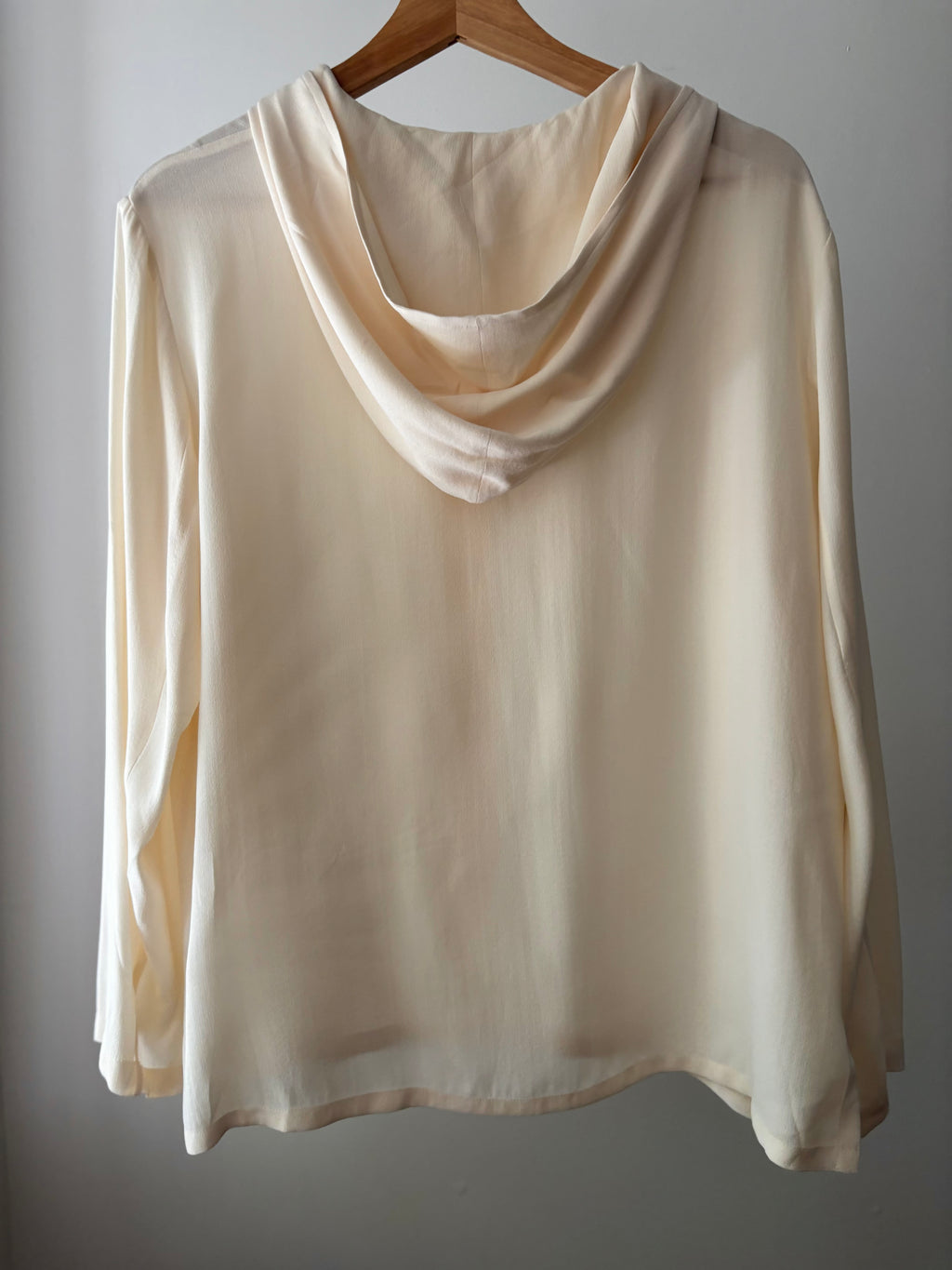 1990s Cream Silk Hooded Blouse