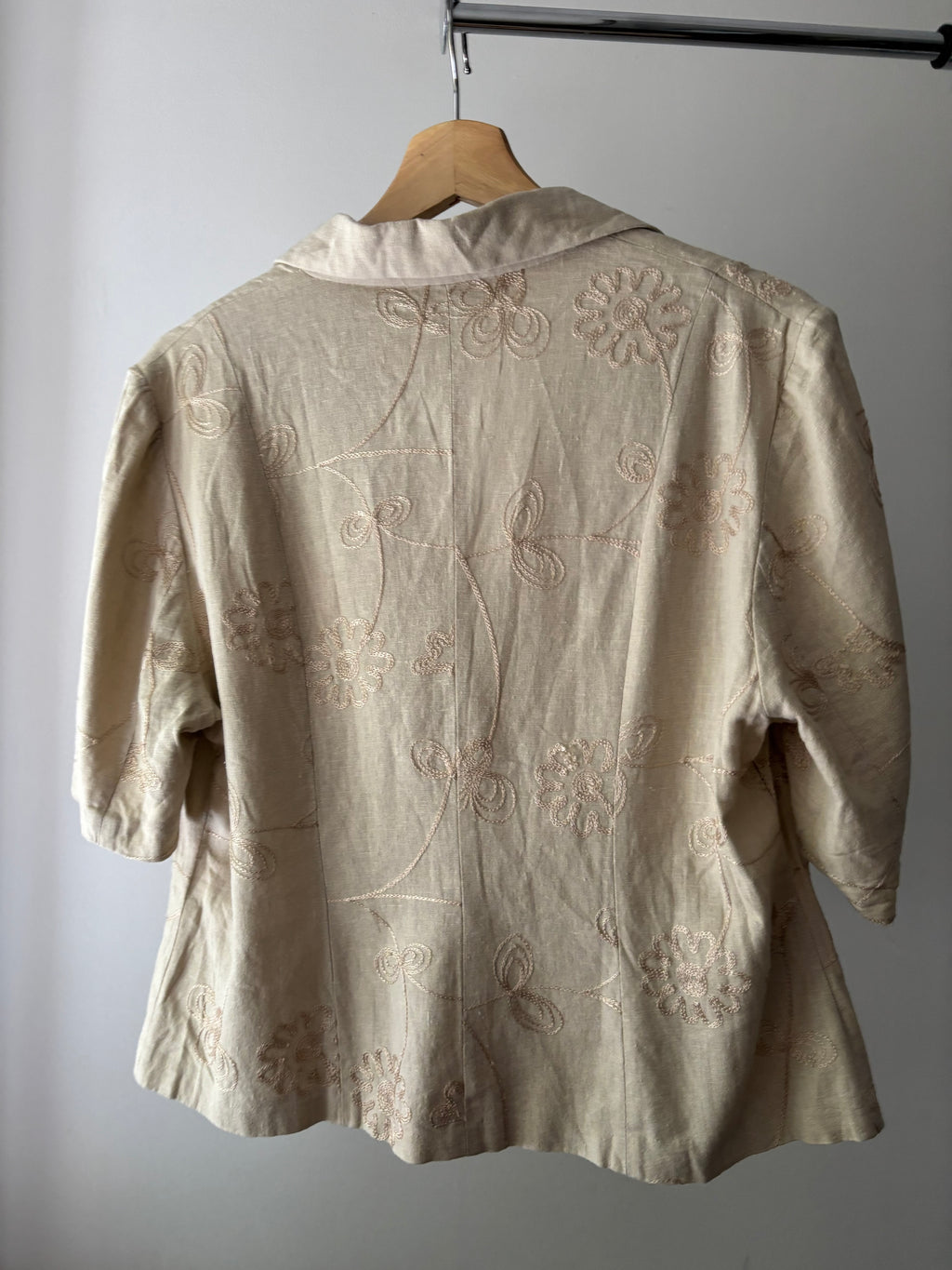 1990s Cropped Embroidered Linen Blouse