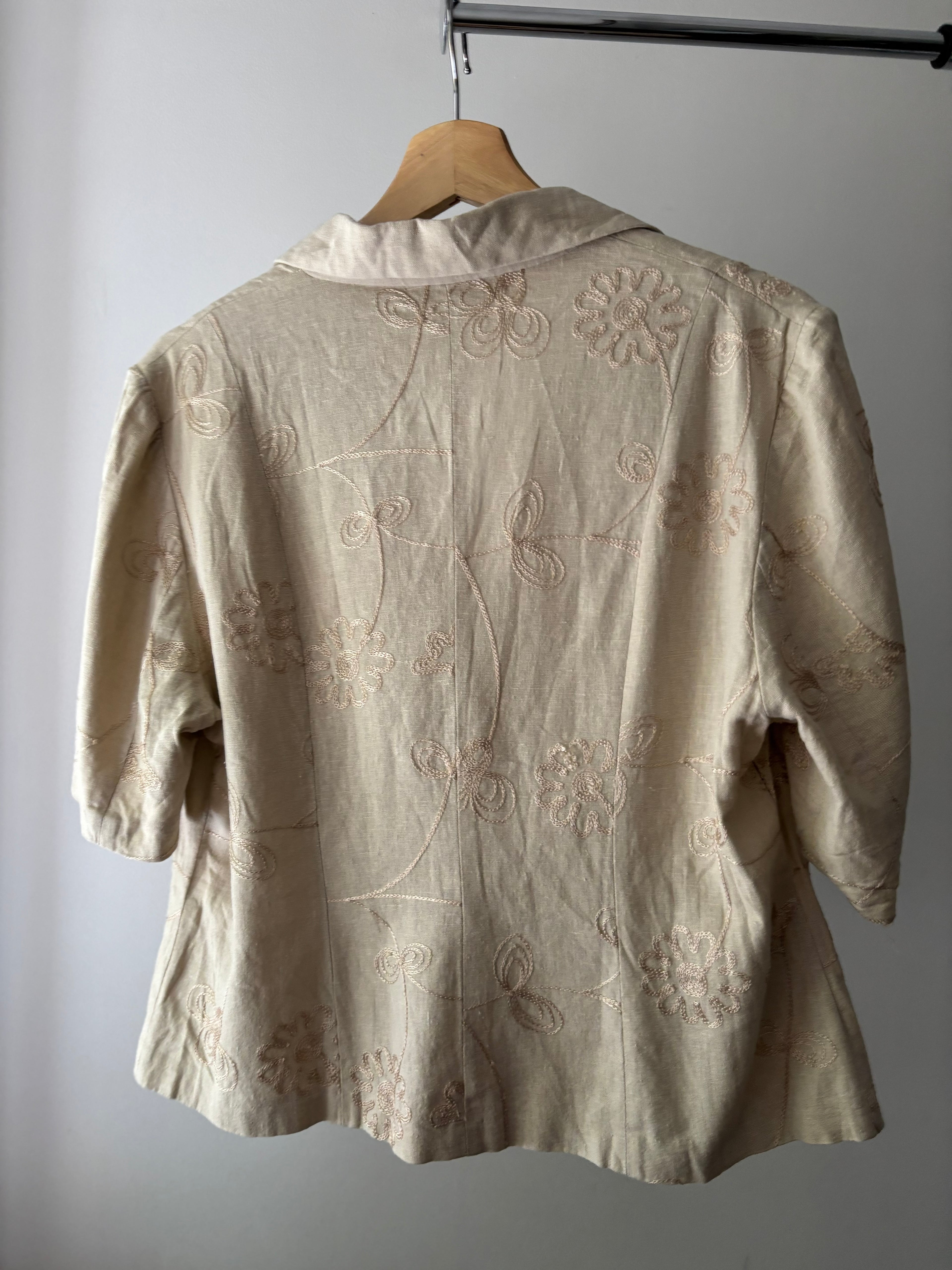 1990s Cropped Embroidered Linen Blouse