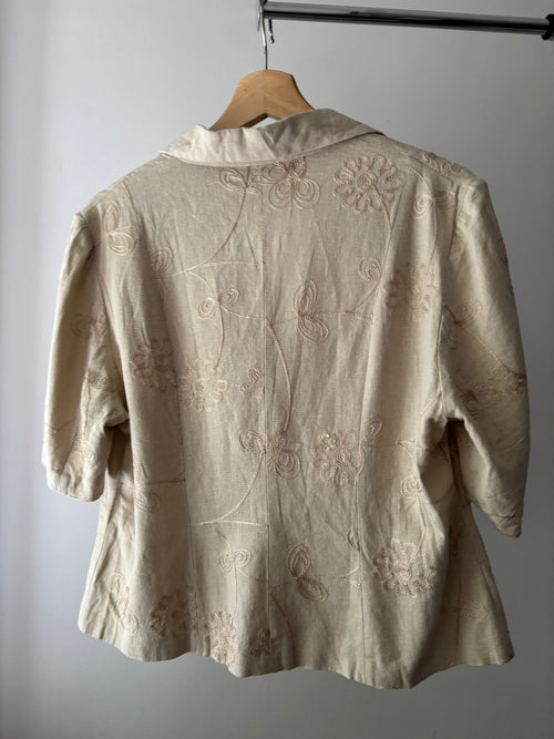1990s Cropped Embroidered Linen Blouse