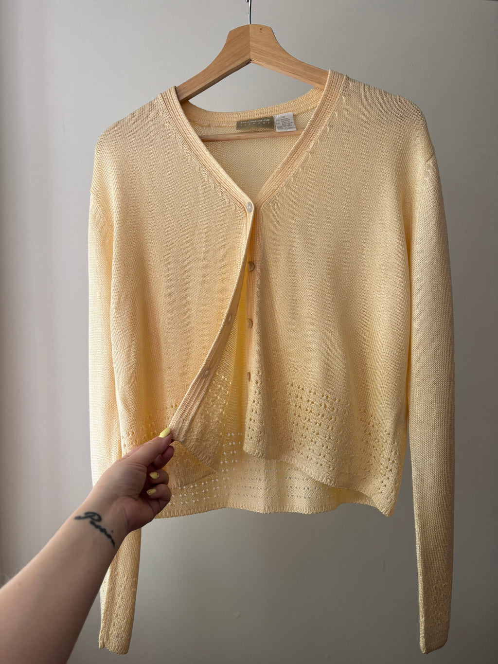 1990s Yellow Cropped Lightweight Cardigan