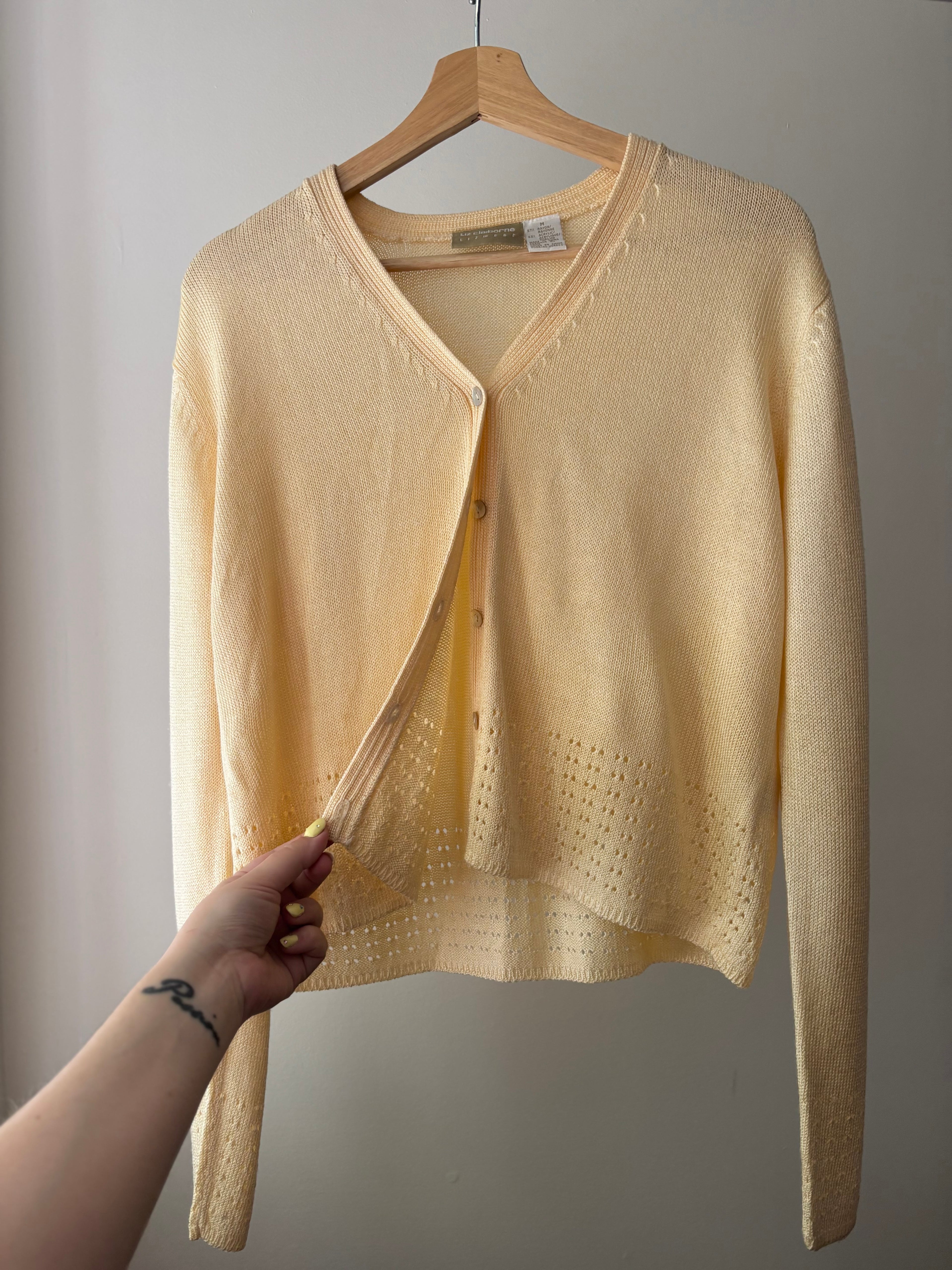 1990s Yellow Cropped Lightweight Cardigan