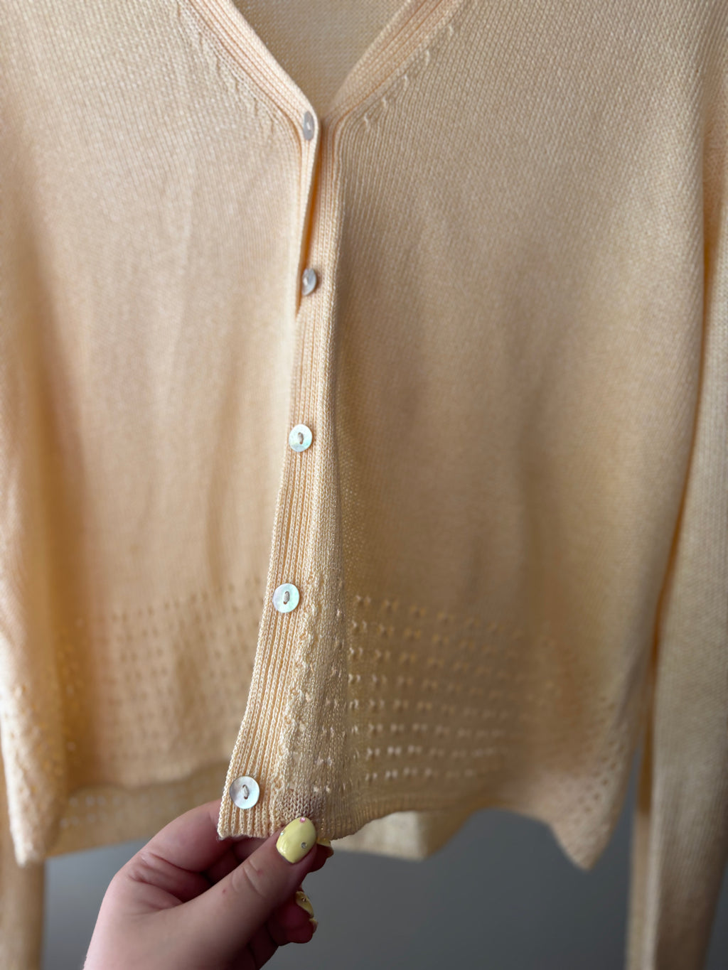 1990s Yellow Cropped Lightweight Cardigan