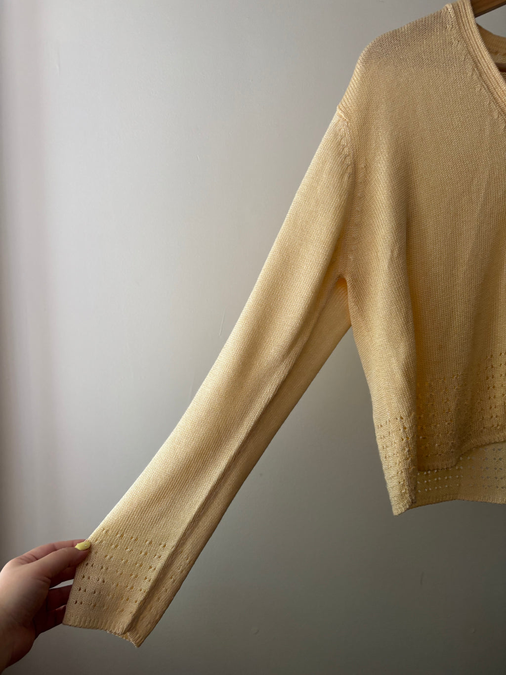 1990s Yellow Cropped Lightweight Cardigan