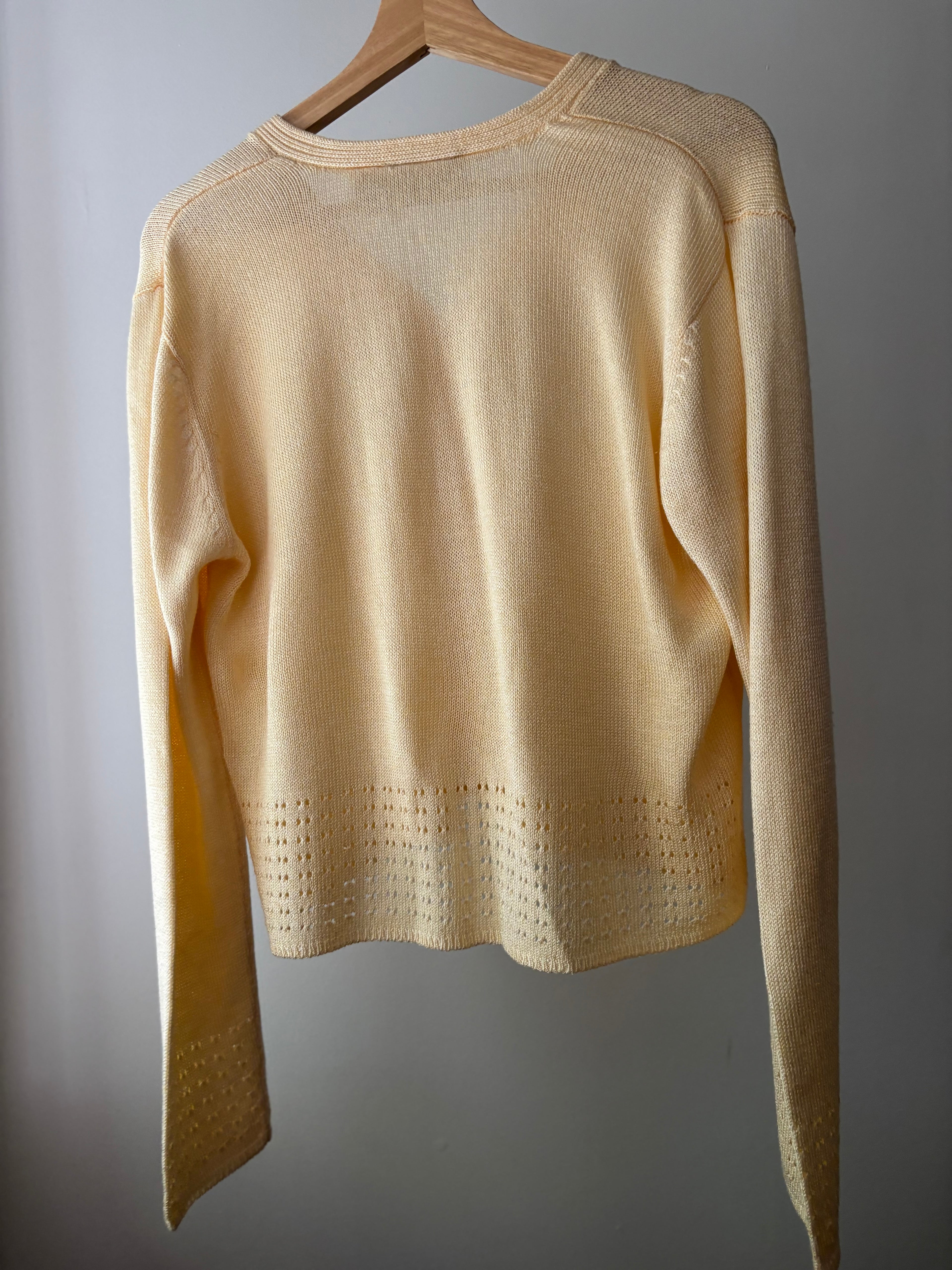 1990s Yellow Cropped Lightweight Cardigan