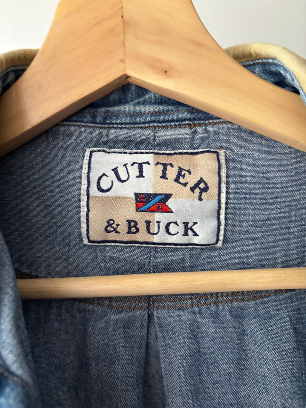 1990s Denim Shirt with Corduroy Collar
