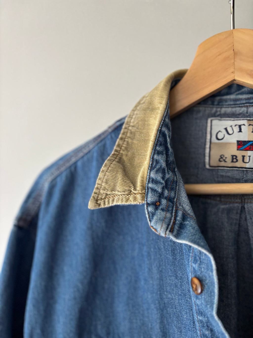 1990s Denim Shirt with Corduroy Collar