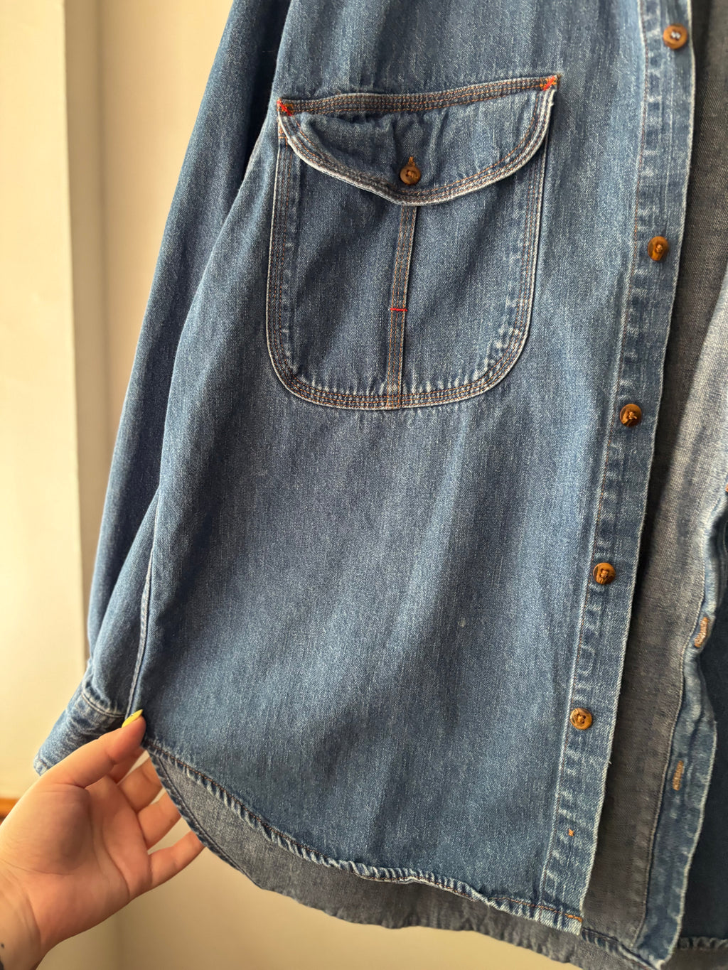 1990s Denim Shirt with Corduroy Collar