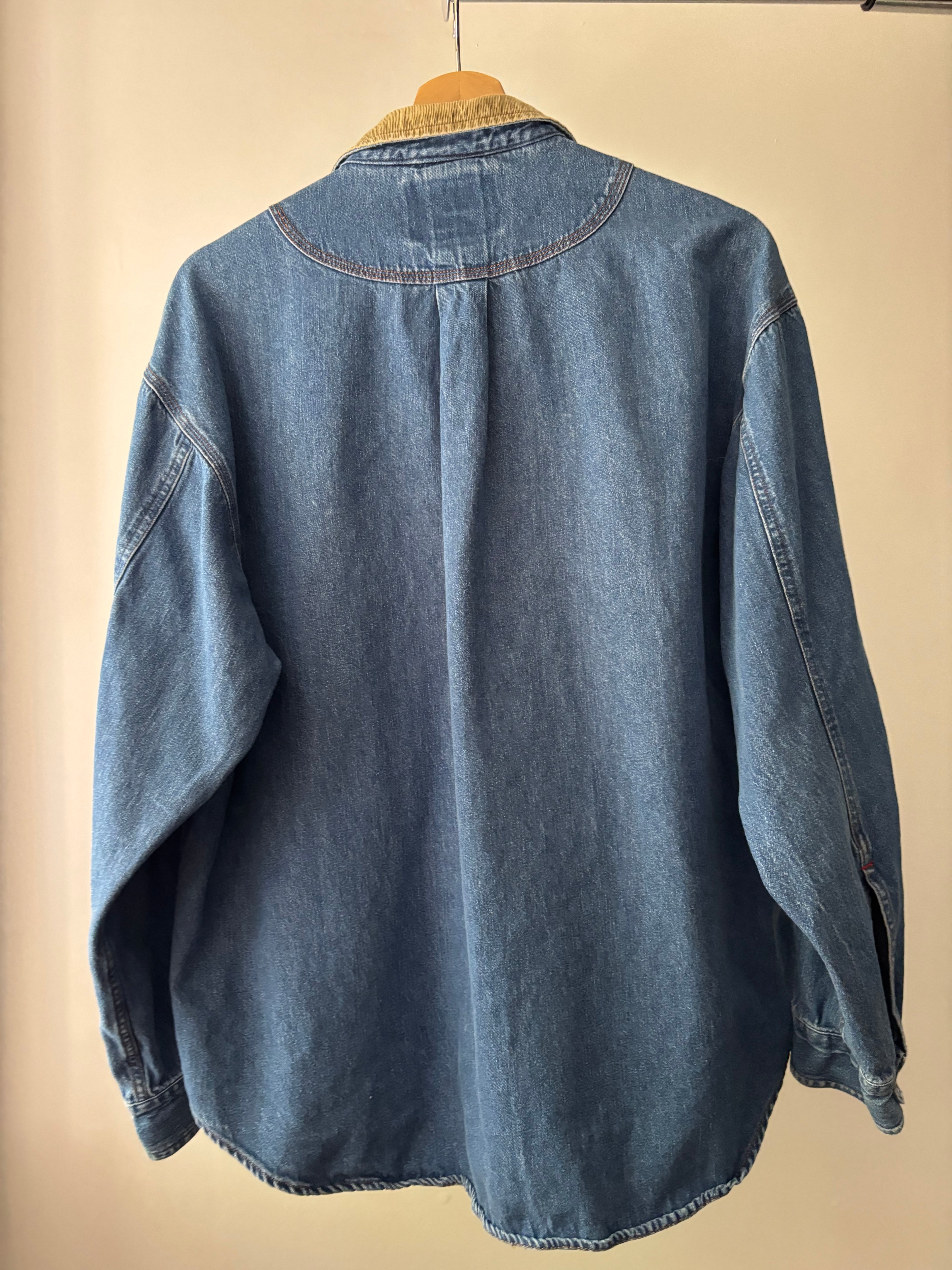 1990s Denim Shirt with Corduroy Collar