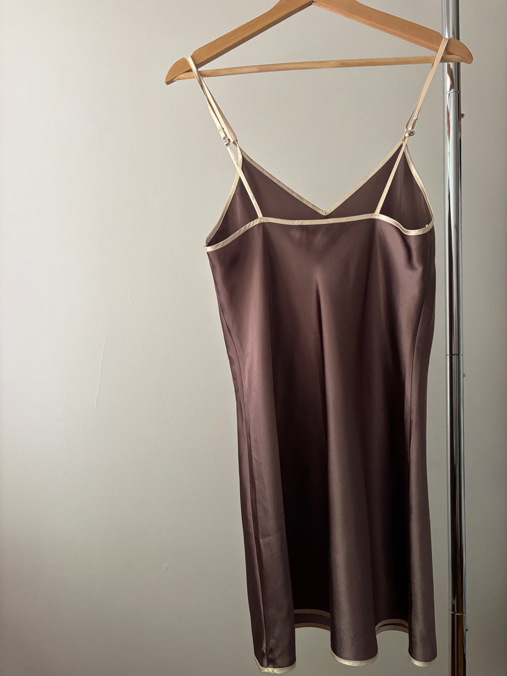 Y2K Brown Satin Slip Dress with Bow