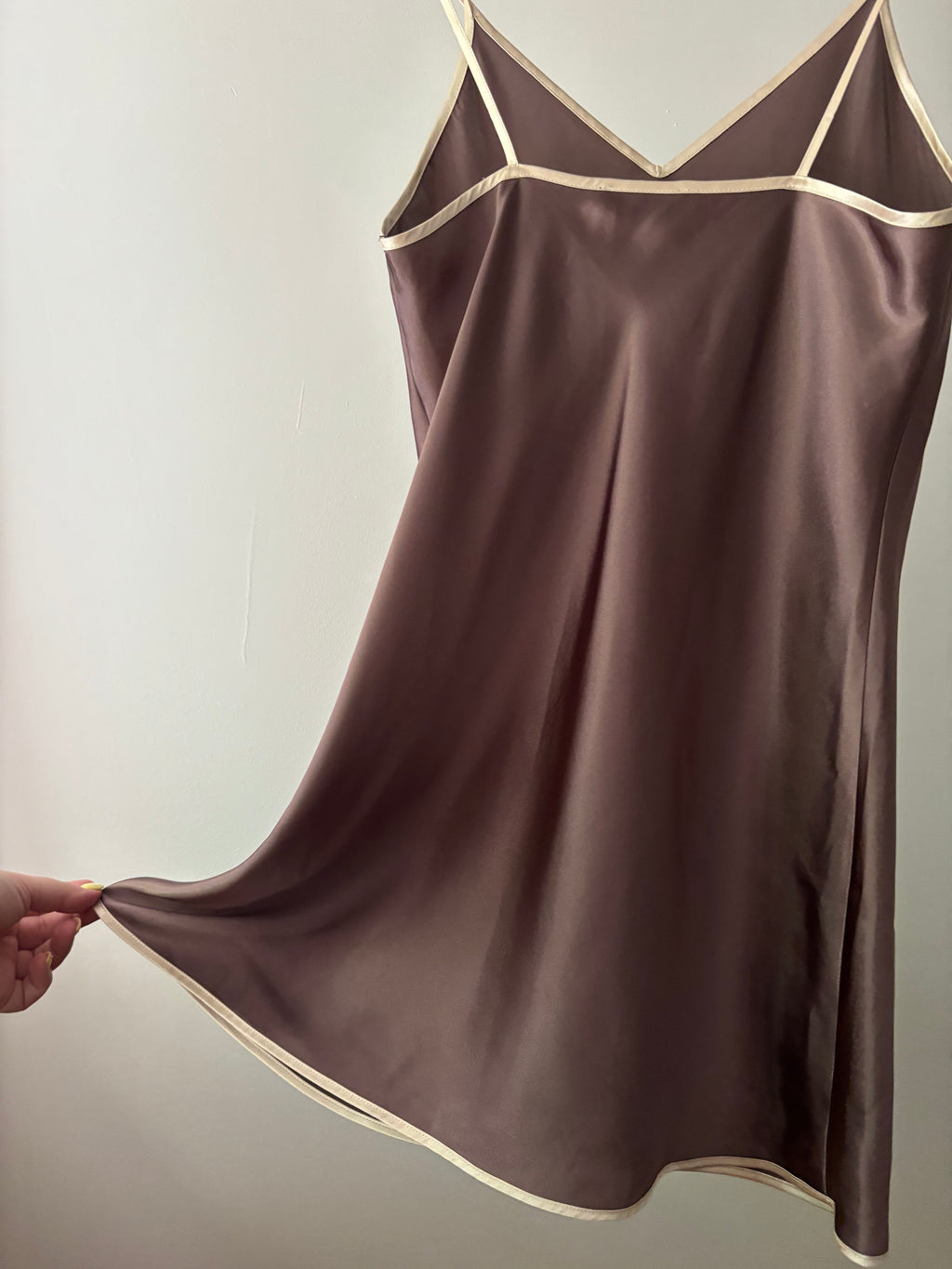 Y2K Brown Satin Slip Dress with Bow