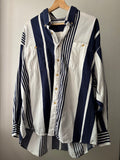 1990s Soft Cotton Navy Striped Button Up