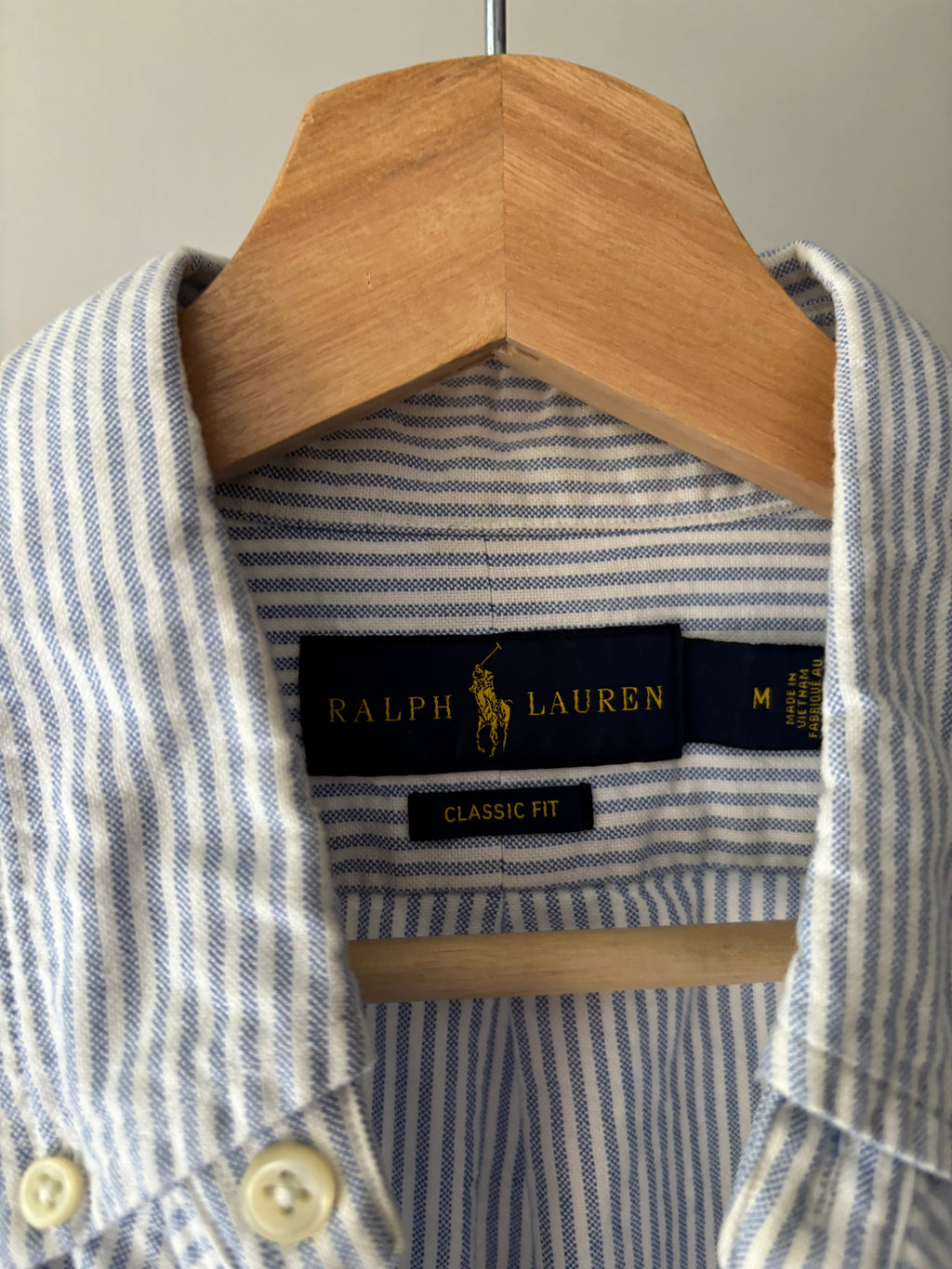 Y2K Pinstriped Ralph Lauren Soft Button Up with Pony