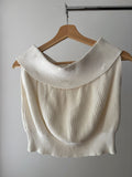 1990s Cotton Knit Cropped Off the Shoulder Top
