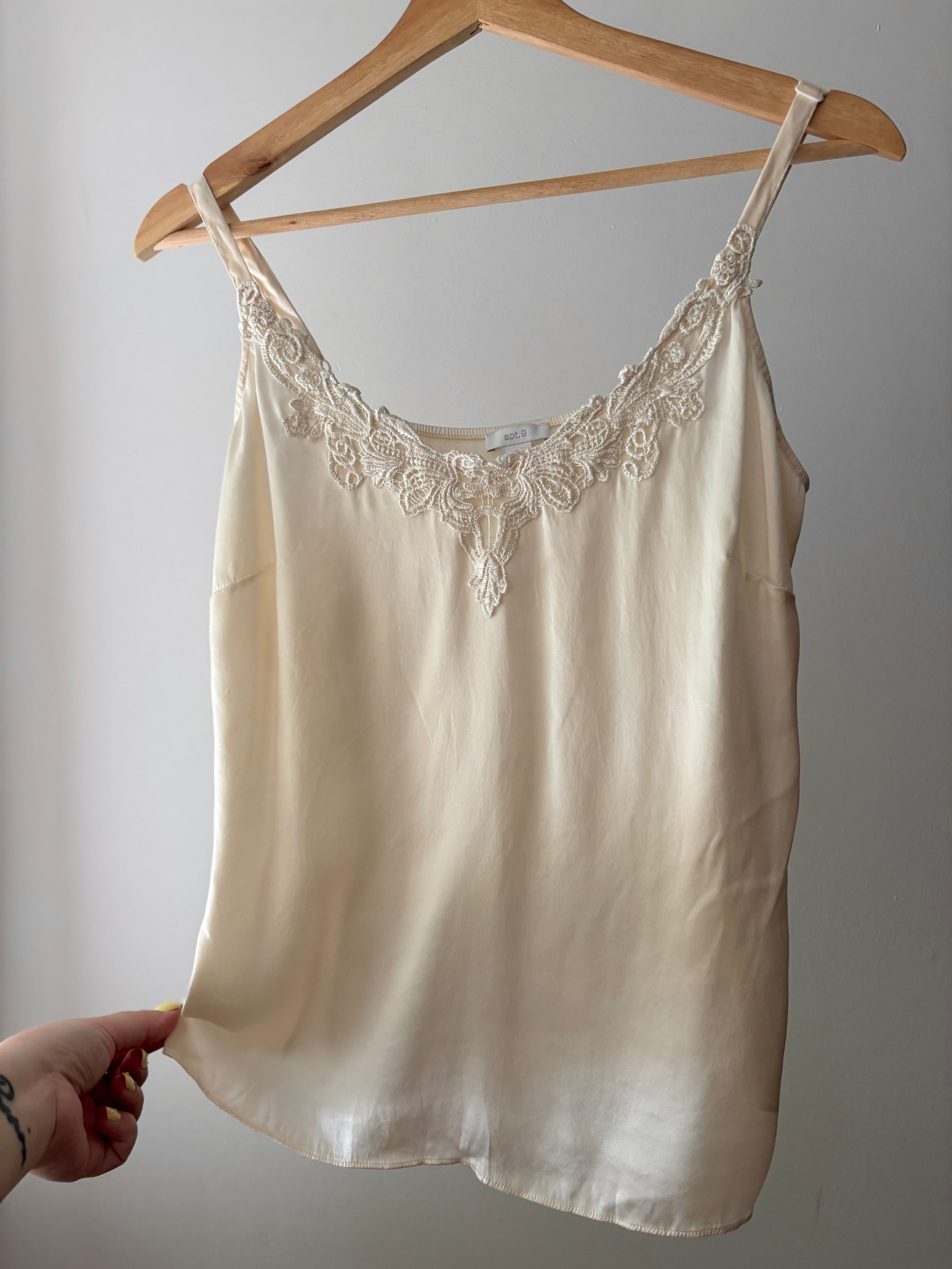 Y2K Silk Cream Camisole with Lace