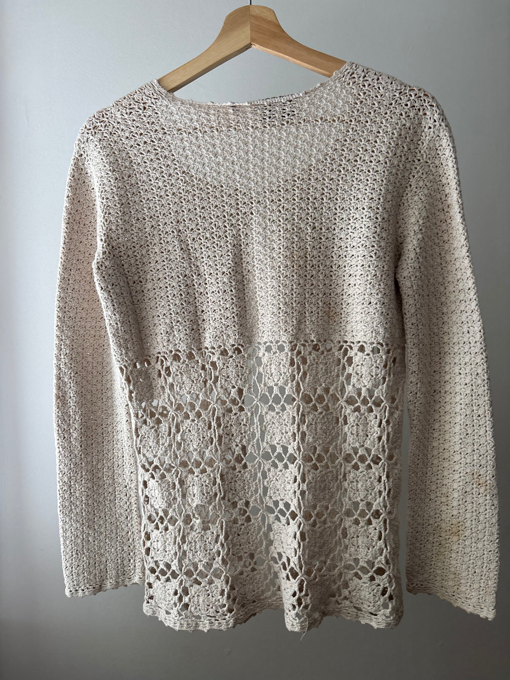 1990s Beige Crochet Cardigan with 3 Buttons