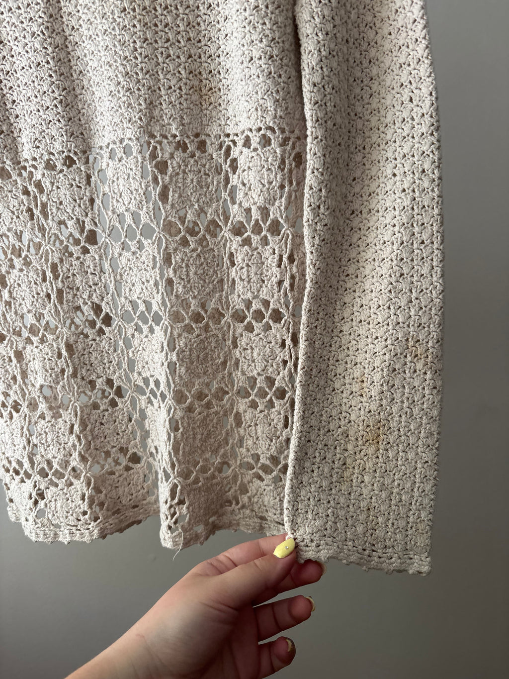 1990s Beige Crochet Cardigan with 3 Buttons