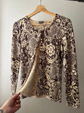 Y2K Soft Brown Patterned Cardigan