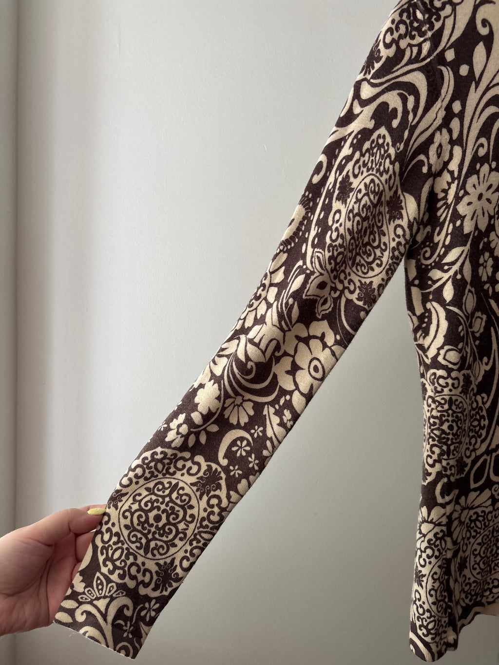 Y2K Soft Brown Patterned Cardigan
