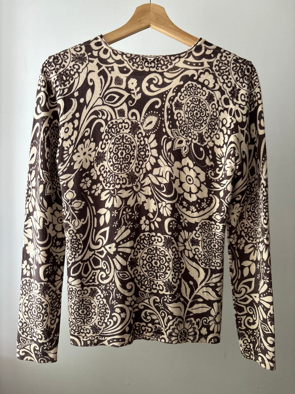 Y2K Soft Brown Patterned Cardigan