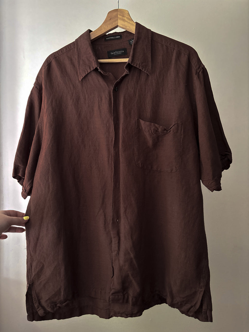 1990s Brown Linen Short Sleeve Shirt