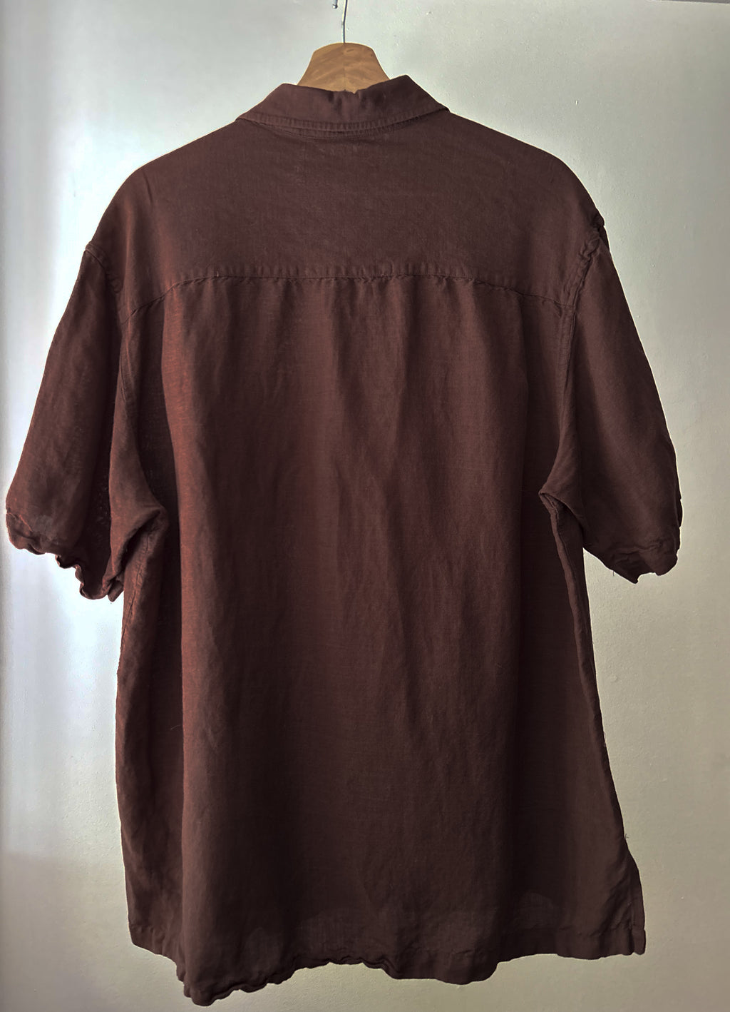 1990s Brown Linen Short Sleeve Shirt
