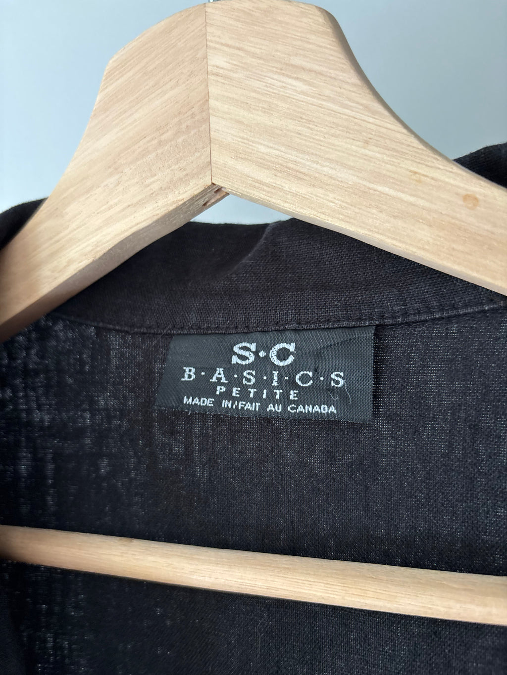 1990s Black Linen Short Sleeve Blouse