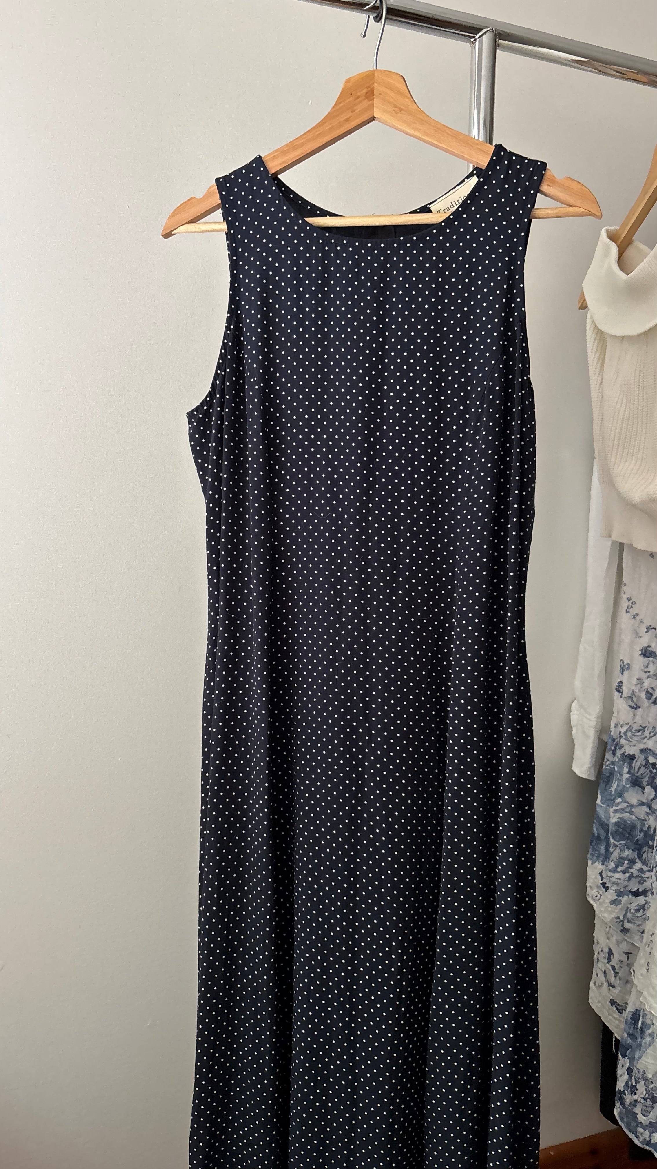 1990s Corset Back Polka Dot Maxi Dress