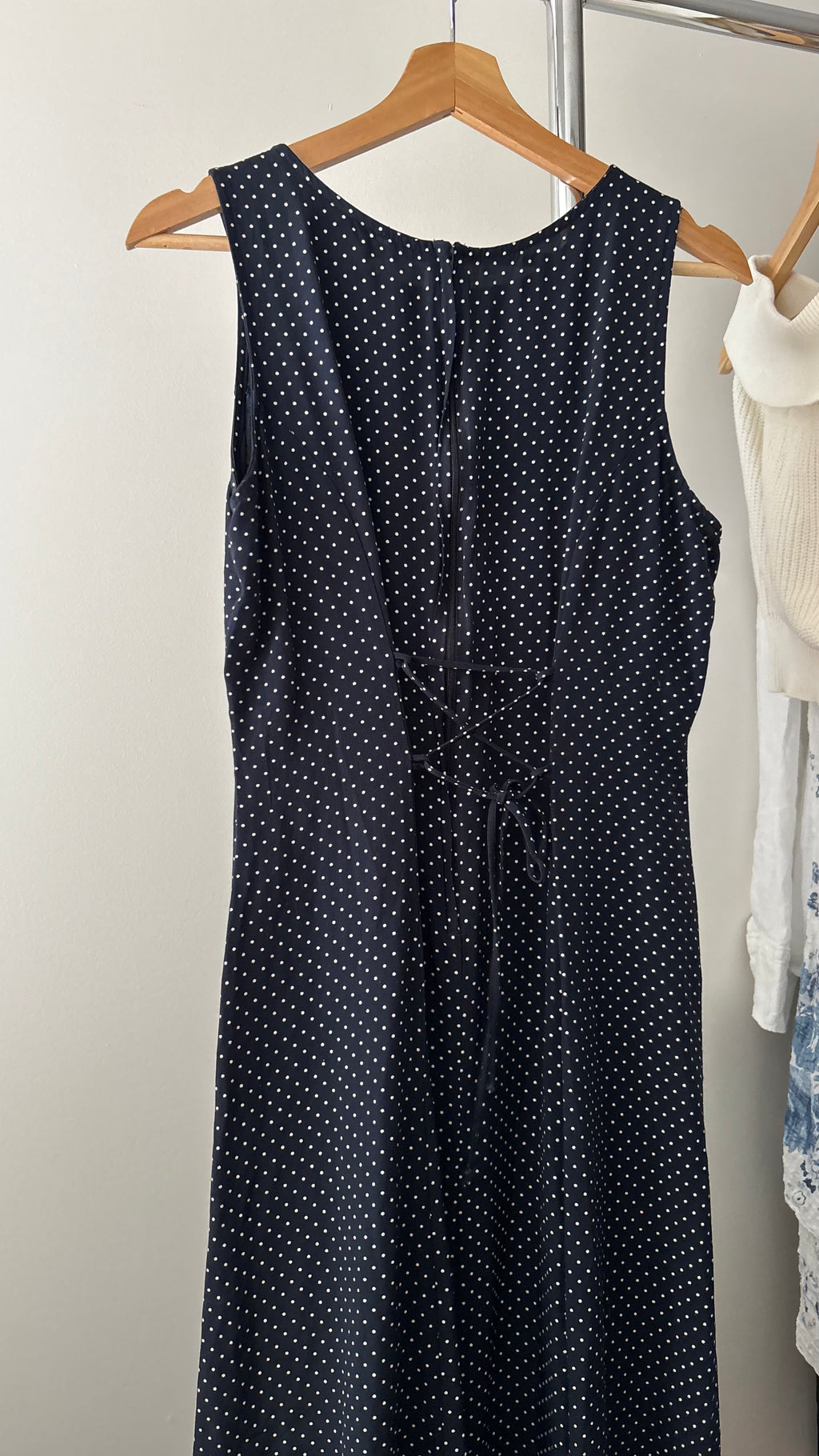 1990s Corset Back Polka Dot Maxi Dress