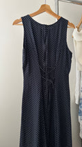 1990s Corset Back Polka Dot Maxi Dress