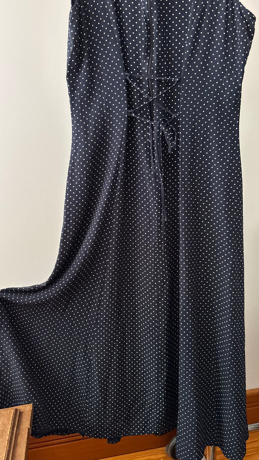 1990s Corset Back Polka Dot Maxi Dress
