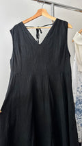 Black Linen Tie-Back Maxi Dress