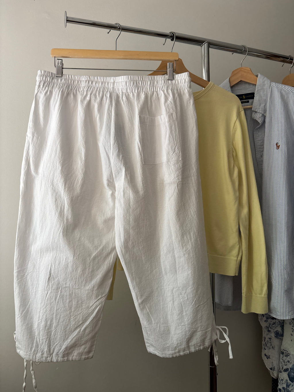White Cotton Capris with Ties