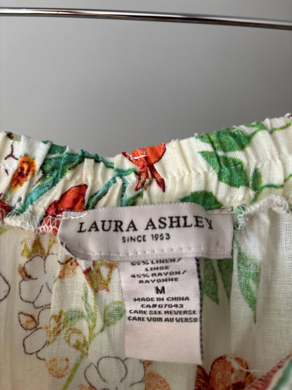 Linen Tiered Floral Maxi Skirt with Pockets
