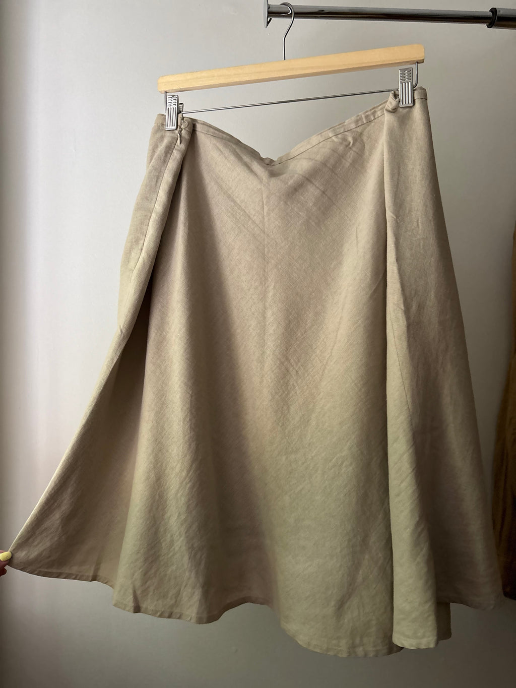 Y2K Linen Midi Skirt with Button Design | 40" waist