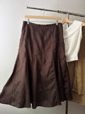 1990s Brown Linen Maxi Skirt | 30" waist